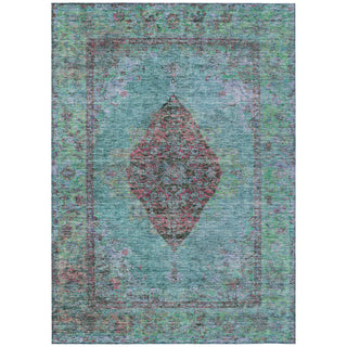Piper Looms Chantille Border ACN2021 Aqua Machine Washable Area Rug main image