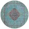 Piper Looms Chantille Border ACN2021 Aqua Machine Washable Area Rug Round Main Image