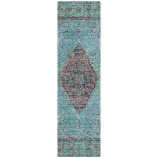 Piper Looms Chantille Border ACN2021 Aqua Machine Washable Area Rug Runner Main Image
