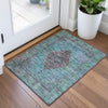 Piper Looms Chantille Border ACN2021 Aqua Machine Washable Area Rug Scatter Lifestyle Image Feature