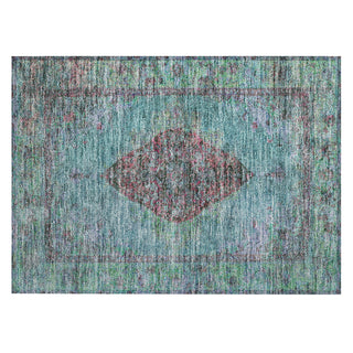 Piper Looms Chantille Border ACN2021 Aqua Machine Washable Area Rug Scatter Main Image