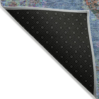Piper Looms Chantille Border ACN2021 Blue Machine Washable Area Rug Backing Image