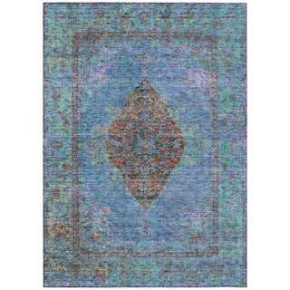 Piper Looms Chantille Border ACN2021 Blue Machine Washable Area Rug main image