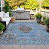 Piper Looms Chantille Border ACN2021 Blue Machine Washable Area Rug Outdoor Lifestyle Image Feature