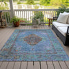 Piper Looms Chantille Border ACN2021 Blue Machine Washable Area Rug Outdoor Lifestyle Image Feature