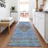 Piper Looms Chantille Border ACN2021 Blue Machine Washable Area Rug Runner Lifestyle Image Feature