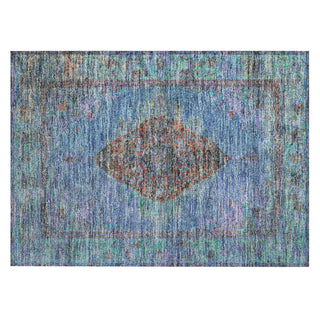 Piper Looms Chantille Border ACN2021 Blue Machine Washable Area Rug Scatter Main Image