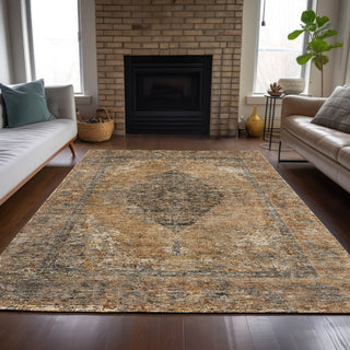 Piper Looms Chantille Border ACN2021 Copper Machine Washable Area Rug Lifestyle Image Feature