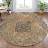 Piper Looms Chantille Border ACN2021 Copper Machine Washable Area Rug Round Lifestyle Image Feature