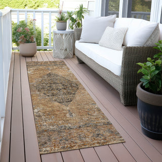 Piper Looms Chantille Border ACN2021 Copper Machine Washable Area Rug Runner Outdoor Lifestyle Image Feature