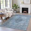 Piper Looms Chantille Border ACN2021 Denim Machine Washable Area Rug Lifestyle Image Feature
