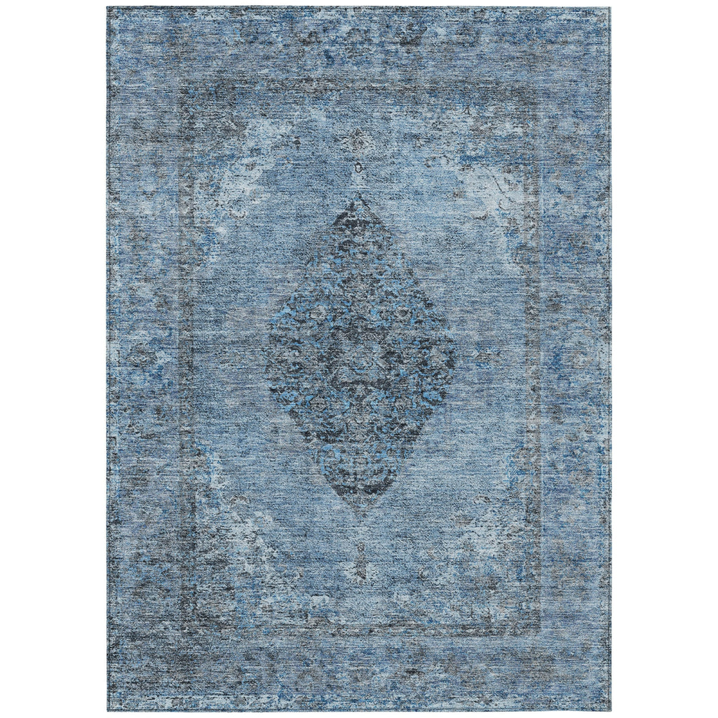 Piper Looms Chantille Border ACN2021 Denim Machine Washable Area Rug main image