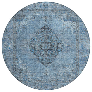 Piper Looms Chantille Border ACN2021 Denim Machine Washable Area Rug Round Main Image