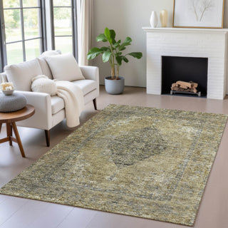 Piper Looms Chantille Border ACN2021 Khaki Machine Washable Area Rug Lifestyle Image Feature