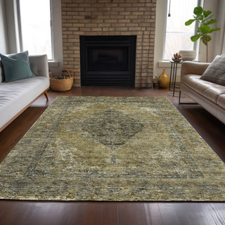 Piper Looms Chantille Border ACN2021 Khaki Machine Washable Area Rug Lifestyle Image Feature