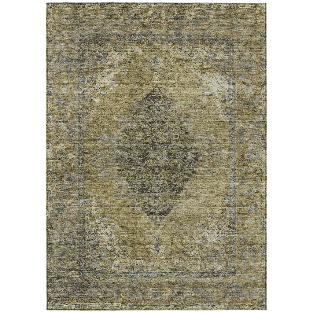 Piper Looms Chantille Border ACN2021 Khaki Machine Washable Area Rug main image