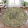 Piper Looms Chantille Border ACN2021 Khaki Machine Washable Area Rug Round Lifestyle Image Feature