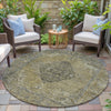 Piper Looms Chantille Border ACN2021 Khaki Machine Washable Area Rug Round Outdoor Lifestyle Image Feature