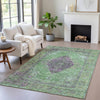 Piper Looms Chantille Border ACN2021 Lime Machine Washable Area Rug Lifestyle Image Feature