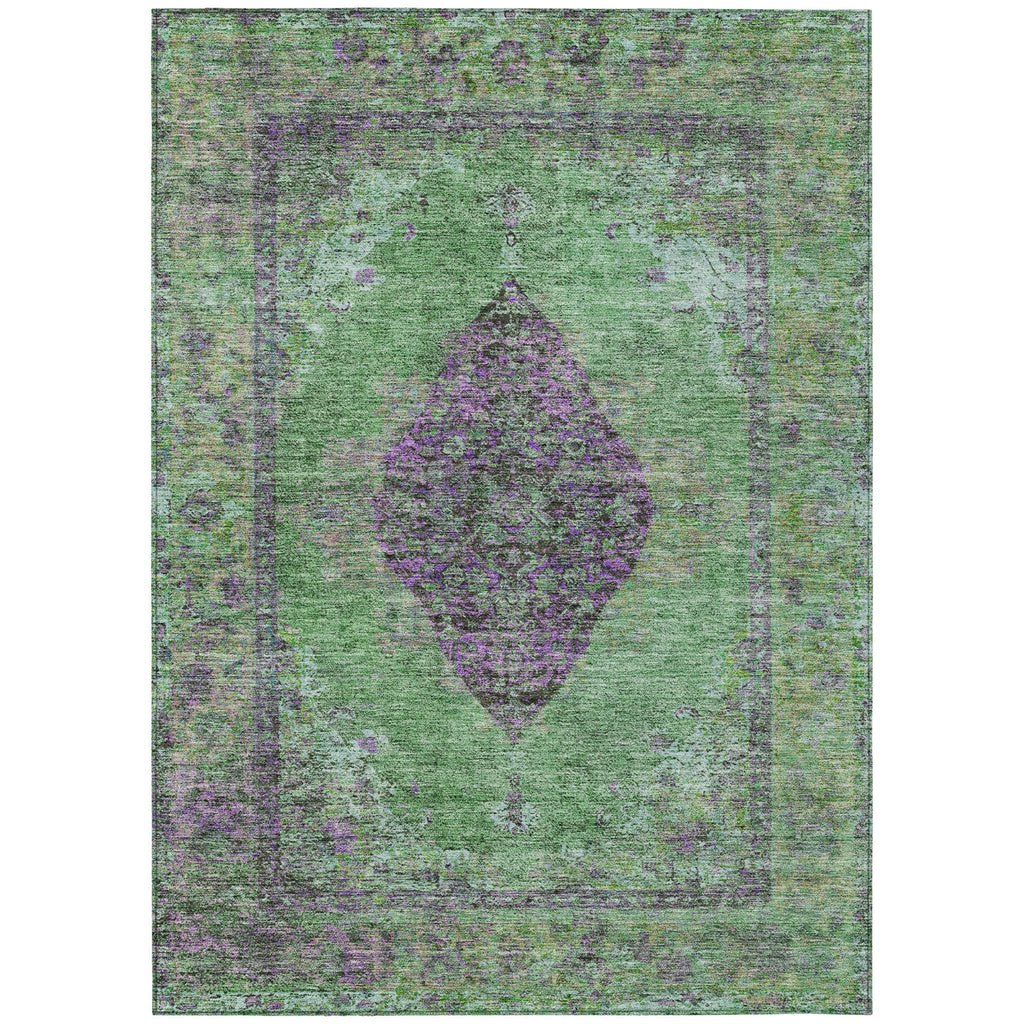 Piper Looms Chantille Border ACN2021 Lime Machine Washable Area Rug main image
