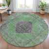 Piper Looms Chantille Border ACN2021 Lime Machine Washable Area Rug Round Lifestyle Image Feature