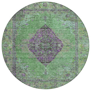 Piper Looms Chantille Border ACN2021 Lime Machine Washable Area Rug Round Main Image