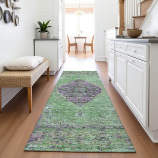 Piper Looms Chantille Border ACN2021 Lime Machine Washable Area Rug Runner Lifestyle Image Feature