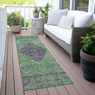 Piper Looms Chantille Border ACN2021 Lime Machine Washable Area Rug Runner Outdoor Lifestyle Image Feature