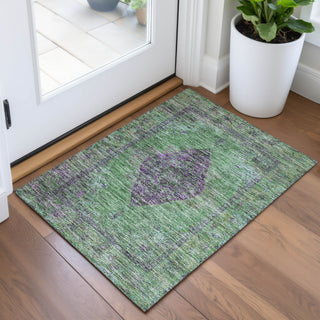 Piper Looms Chantille Border ACN2021 Lime Machine Washable Area Rug Scatter Lifestyle Image Feature