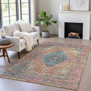 Piper Looms Chantille Border ACN2021 Orange Machine Washable Area Rug Lifestyle Image Feature