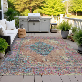 Piper Looms Chantille Border ACN2021 Orange Machine Washable Area Rug Outdoor Lifestyle Image Feature
