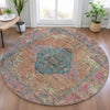 Piper Looms Chantille Border ACN2021 Orange Machine Washable Area Rug Round Lifestyle Image Feature