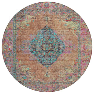 Piper Looms Chantille Border ACN2021 Orange Machine Washable Area Rug Round Main Image