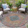 Piper Looms Chantille Border ACN2021 Orange Machine Washable Area Rug Round Outdoor Lifestyle Image Feature