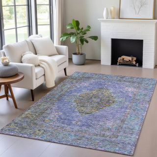 Piper Looms Chantille Border ACN2021 Purple Machine Washable Area Rug Lifestyle Image Feature