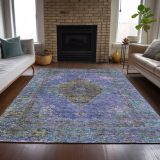 Piper Looms Chantille Border ACN2021 Purple Machine Washable Area Rug Lifestyle Image Feature