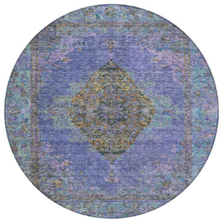 Piper Looms Chantille Border ACN2021 Purple Machine Washable Area Rug Round Main Image