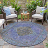 Piper Looms Chantille Border ACN2021 Purple Machine Washable Area Rug Round Outdoor Lifestyle Image Feature