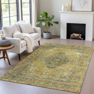 Piper Looms Chantille Border ACN2021 Wheat Machine Washable Area Rug Lifestyle Image Feature
