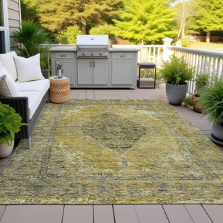 Piper Looms Chantille Border ACN2021 Wheat Machine Washable Area Rug Outdoor Lifestyle Image Feature