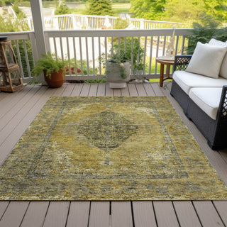 Piper Looms Chantille Border ACN2021 Wheat Machine Washable Area Rug Outdoor Lifestyle Image Feature