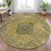 Piper Looms Chantille Border ACN2021 Wheat Machine Washable Area Rug Round Lifestyle Image Feature