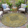 Piper Looms Chantille Border ACN2021 Wheat Machine Washable Area Rug Round Outdoor Lifestyle Image Feature