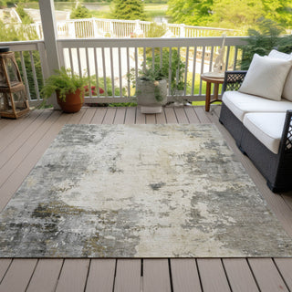 Piper Looms Chantille Abstract ACN2022 Pewter Machine Washable Area Rug Outdoor Lifestyle Image Feature