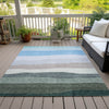 Piper Looms Chantille Stripes ACN2023 Green Machine Washable Area Rug Outdoor Lifestyle Image Feature