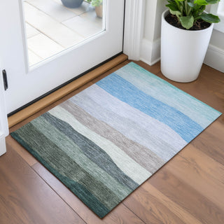 Piper Looms Chantille Stripes ACN2023 Green Machine Washable Area Rug Scatter Lifestyle Image Feature
