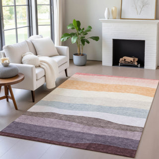 Piper Looms Chantille Stripes ACN2023 Orange Machine Washable Area Rug Lifestyle Image Feature