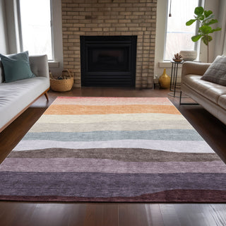 Piper Looms Chantille Stripes ACN2023 Orange Machine Washable Area Rug Lifestyle Image Feature