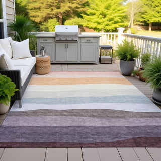 Piper Looms Chantille Stripes ACN2023 Orange Machine Washable Area Rug Outdoor Lifestyle Image Feature