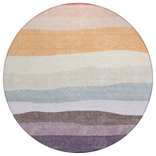 Piper Looms Chantille Stripes ACN2023 Orange Machine Washable Area Rug Round Main Image